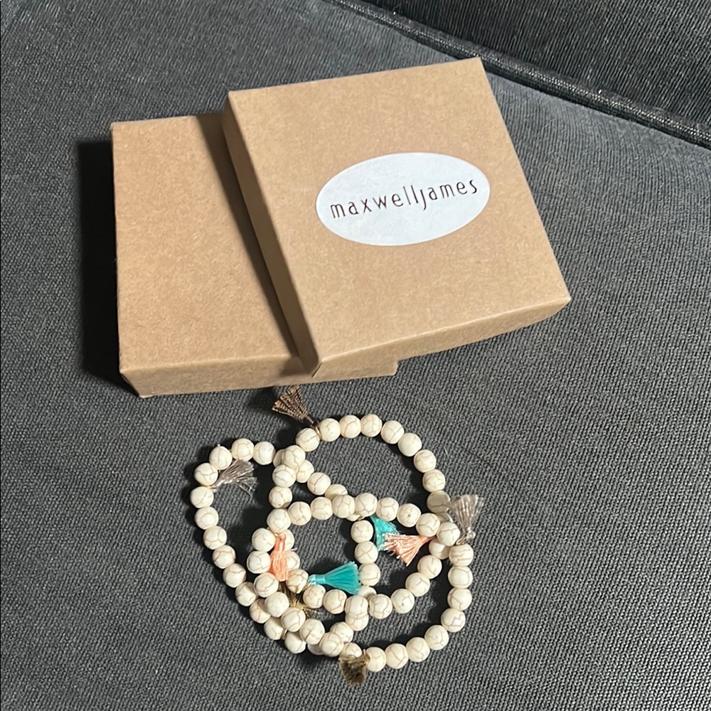 White Beaded Bracelet Set